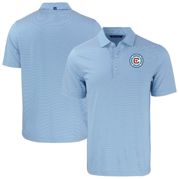 Men's-Cutter & Buck  Blue Chicago Fire Forge Eco Double Stripe Stretch Recycled Polo