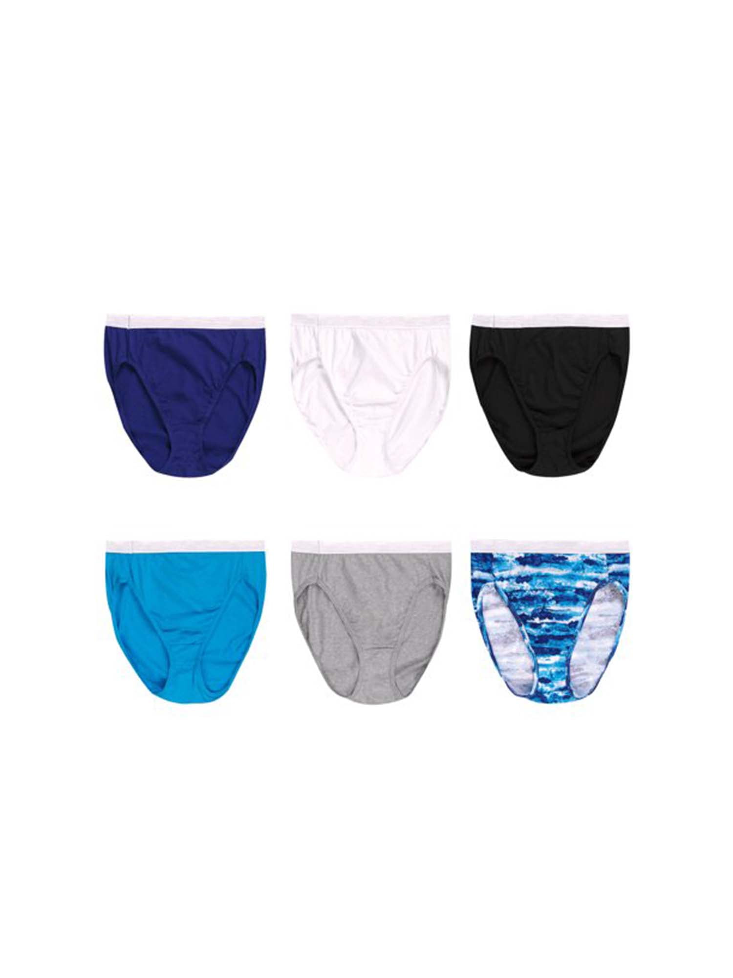 Hanes 10-Pack Hi-Cuts Panties Women's Underwear Breathable Cotton All Black  6-10