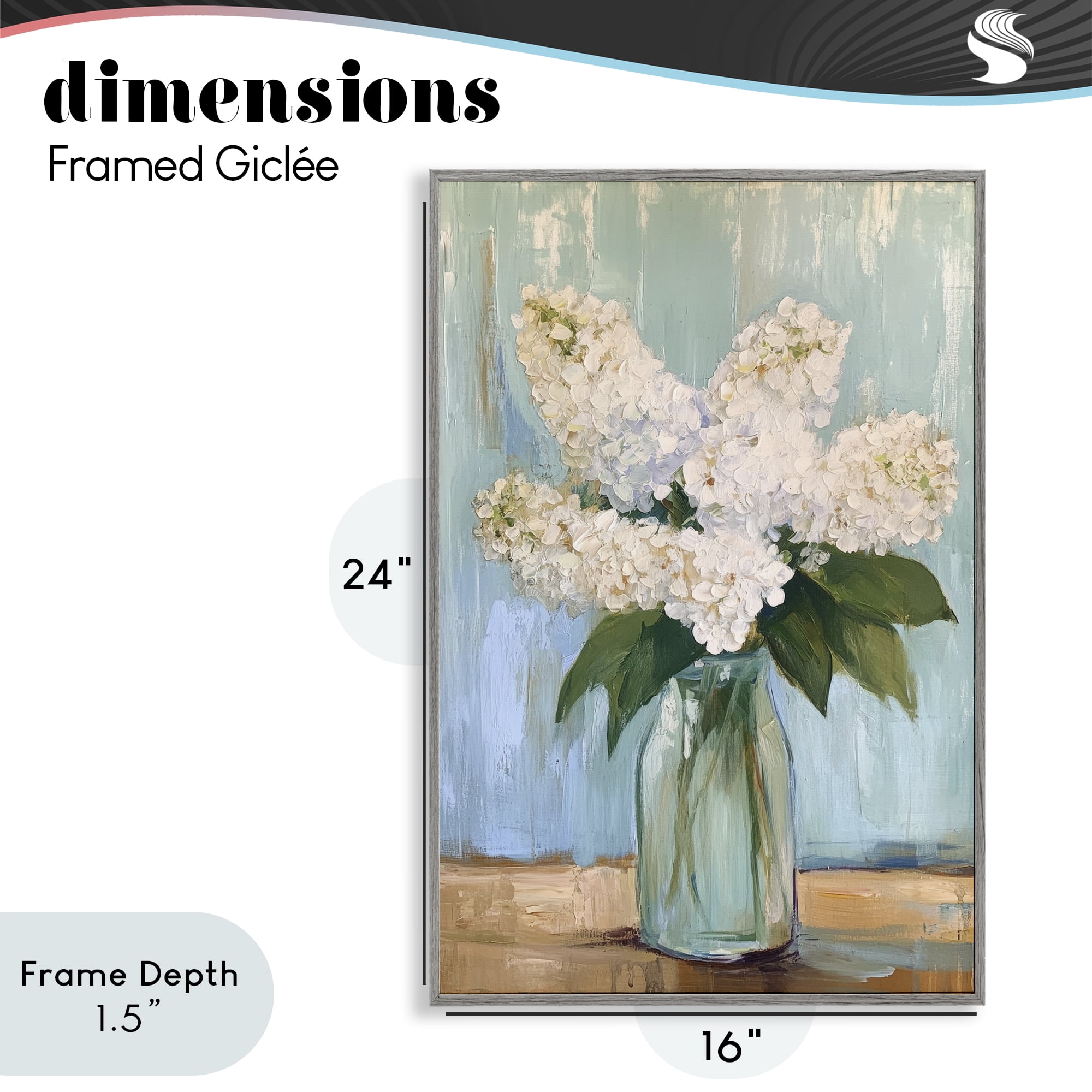 Stupell Industries Tall Flowers in Glass Vase Gray Framed Giclee Art, design by Petal Prints Design