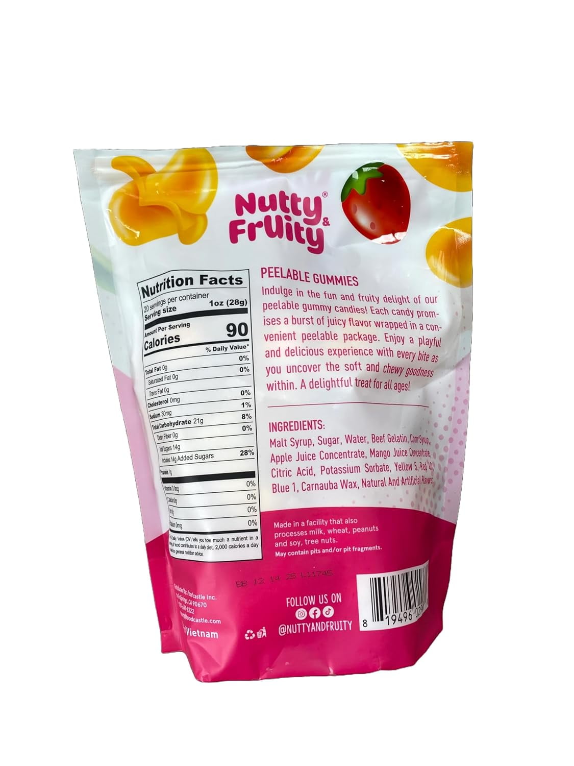 Nutty Fruity Peel'd Peelable Gummies Tangerine, Strawberry, Mango