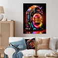 thumbnail image 1 of Designart « Neon Grooves of Jukebox Machine I » Art Mural en Métal de Jukebox, Décor Mural en Métal Coloré, Décor d'Art en Métal Moderne pour Entrée - 30x40 Pouces, 1 of 6