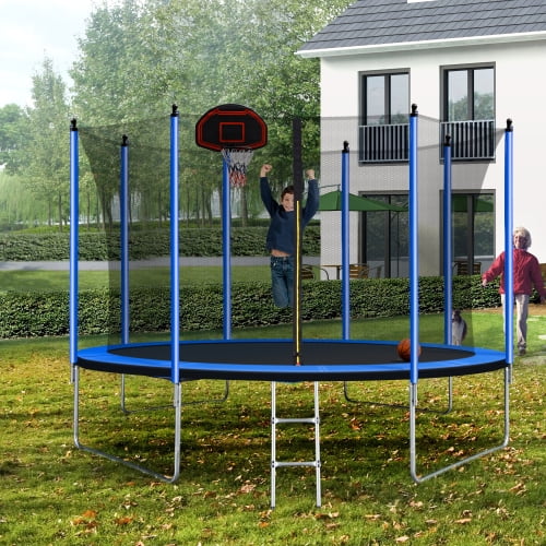 10FT with Basketball Hoop Inflator and Safety Enclosure) Blue Walmart.com