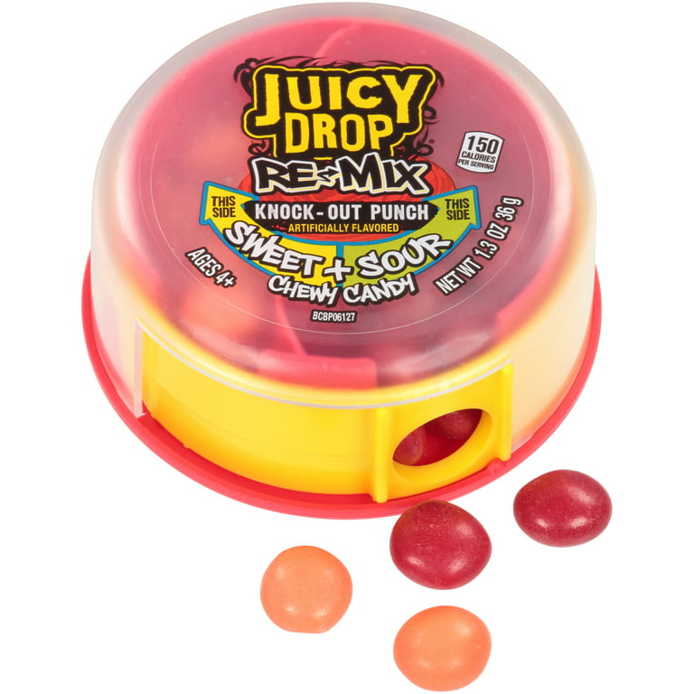 Juicy Drop Pop Sweet Lollipops Candy with Sour Liquid, Assorted Flavors,  .92oz