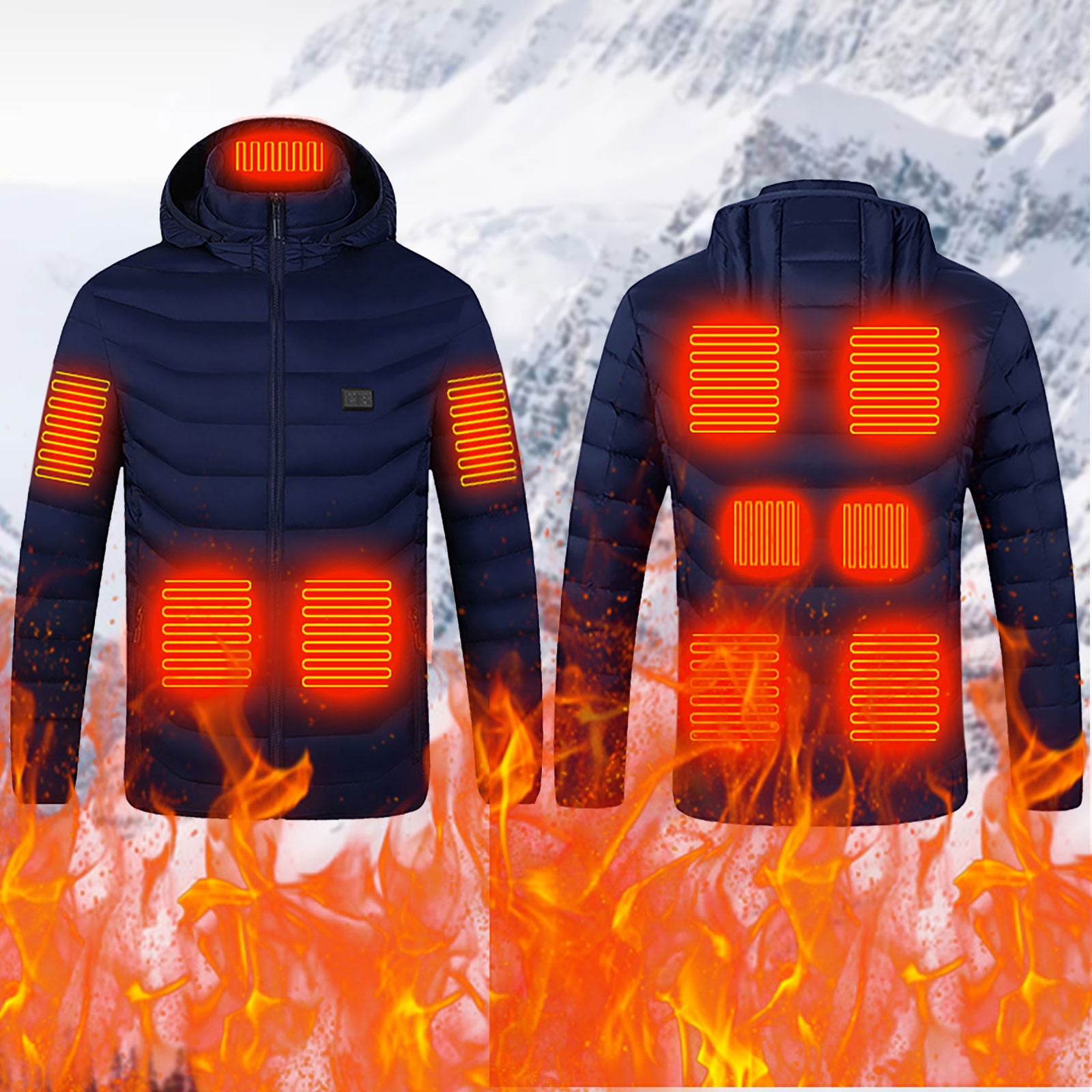 Abcnature Men's Active & Performance Shell Jackets Heated Jacket with Battery Pack Winter Outdoor Soft Shell Smart Electric Heating USB Coat Windproof