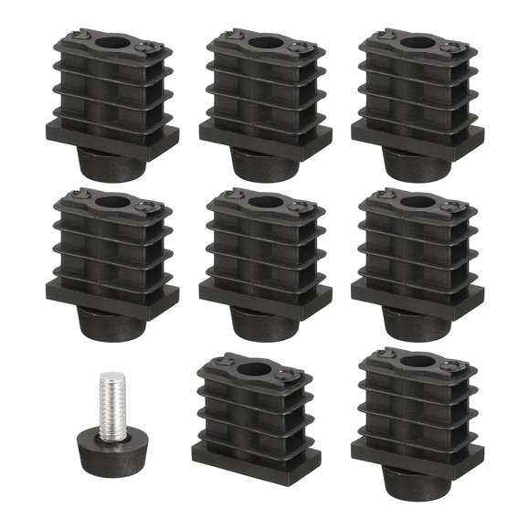 Uxcell 8 Set Leveling Feet, M6x13x25mm Plastic Square Adjustable Furniture Leg Leveling For Table Chair