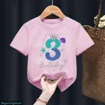 thumbnail image 3 of Bonita ropa para niños, regalo de sexto cumpleaños, camiseta de algodón para niñas, camiseta con estampado de corona de princesa sirena, camisetas rosas Harajuku Kawaii, 3 of 5