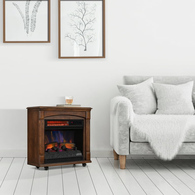 Rolling Mantel with 3D Infrared Quartz Electric Fireplace, Caramel Birch -  Walmart.com