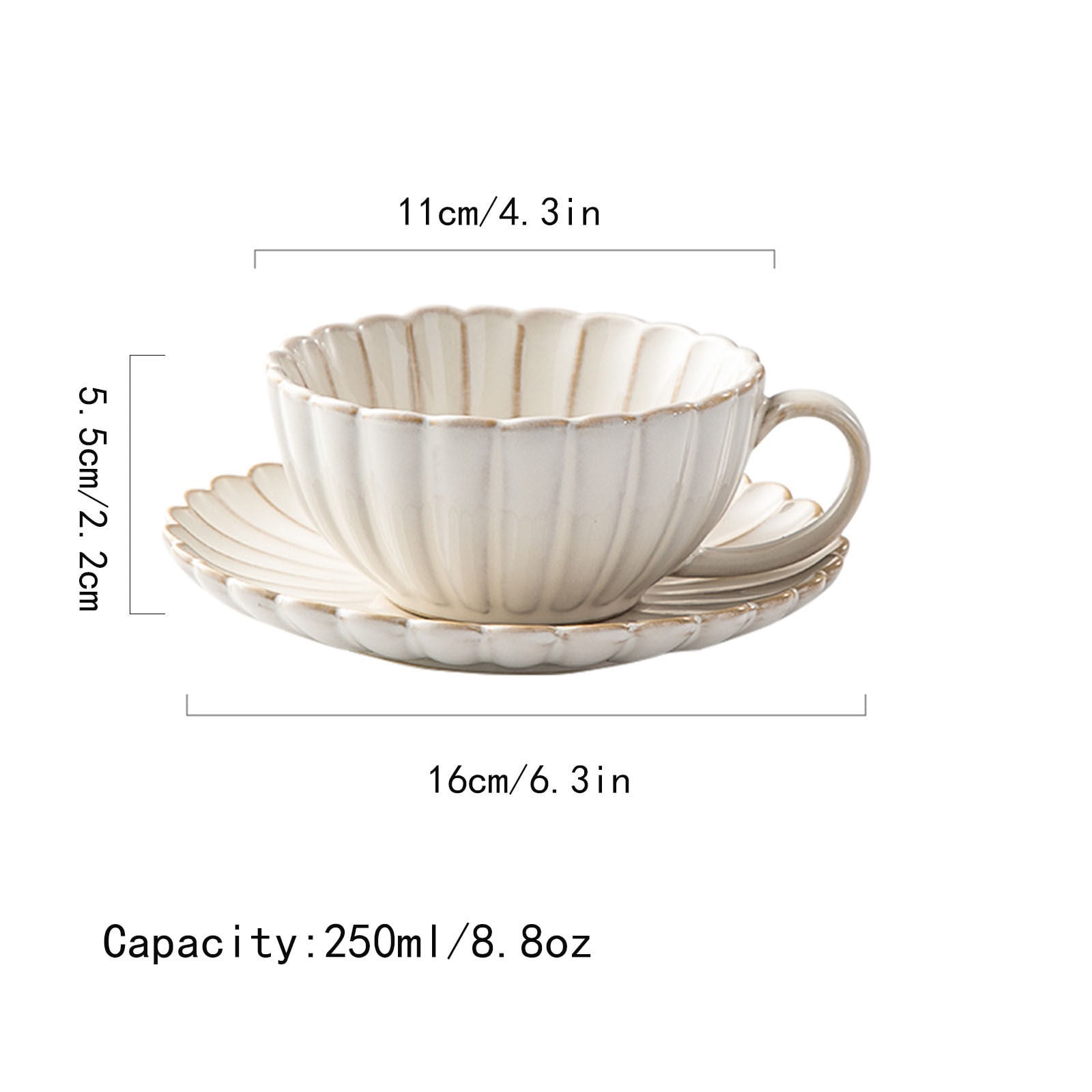 SIELUNO White Porcelain Espresso Coffee Cup,Ceramic Cup With Spoon And Saucer For Afternoon Tea 250ml/8.8oz