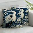 thumbnail image 2 of Leisuo Blue Flower and Bird Asian Garden Chinoiserie Crane Bird Peacock 2-Piece Plush Throw Pillow Cover White, 2 of 6