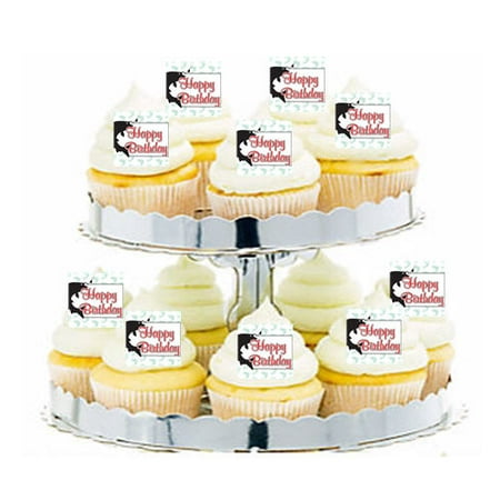 24pk Happy Birthday Fishing Edible Cupcake Decoration Toppers