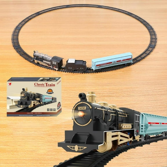 Godderr Kids Electric Train Track Toys with Lights and Sounds Steam Train Set for Boy 3-8 Year Old(Train carriage style 1)