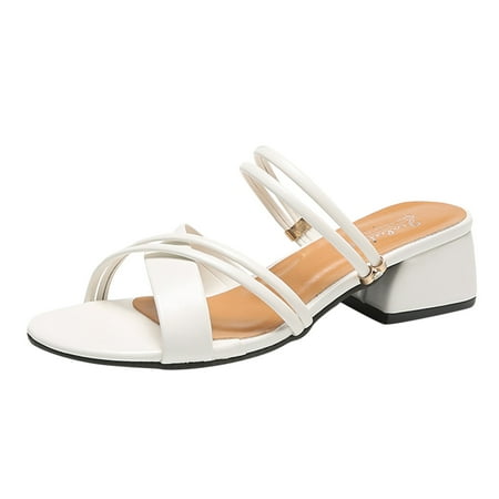 

Larisalt Sandals For Women Dressy Summer Women s Summer Sandals Casual Comfortable Bohemia Beach Flat Sandals Open Toe Ankle Gladiator Shoes White