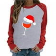 thumbnail image 1 of Camiseta informal de manga larga con cuello redondo y estampado navideño de retazos de primavera para mujer Fridja  bvmnju1694, 1 of 6