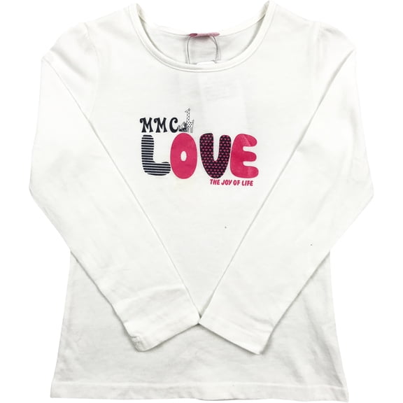 Little Girl Kids Long Sleeve Love Casual Cotton T-Shirt Tee Top White 3T 90 (44BT027) BNY Corner