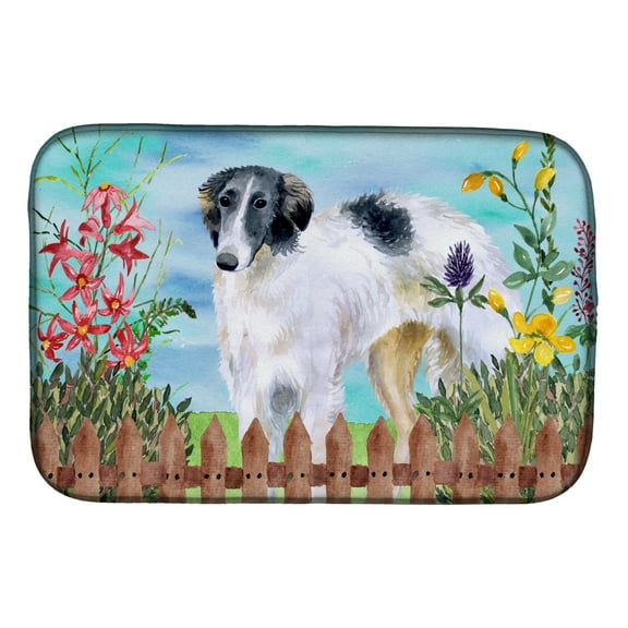 Caroline's Treasures Borzoi Spring Dish Drying Mat