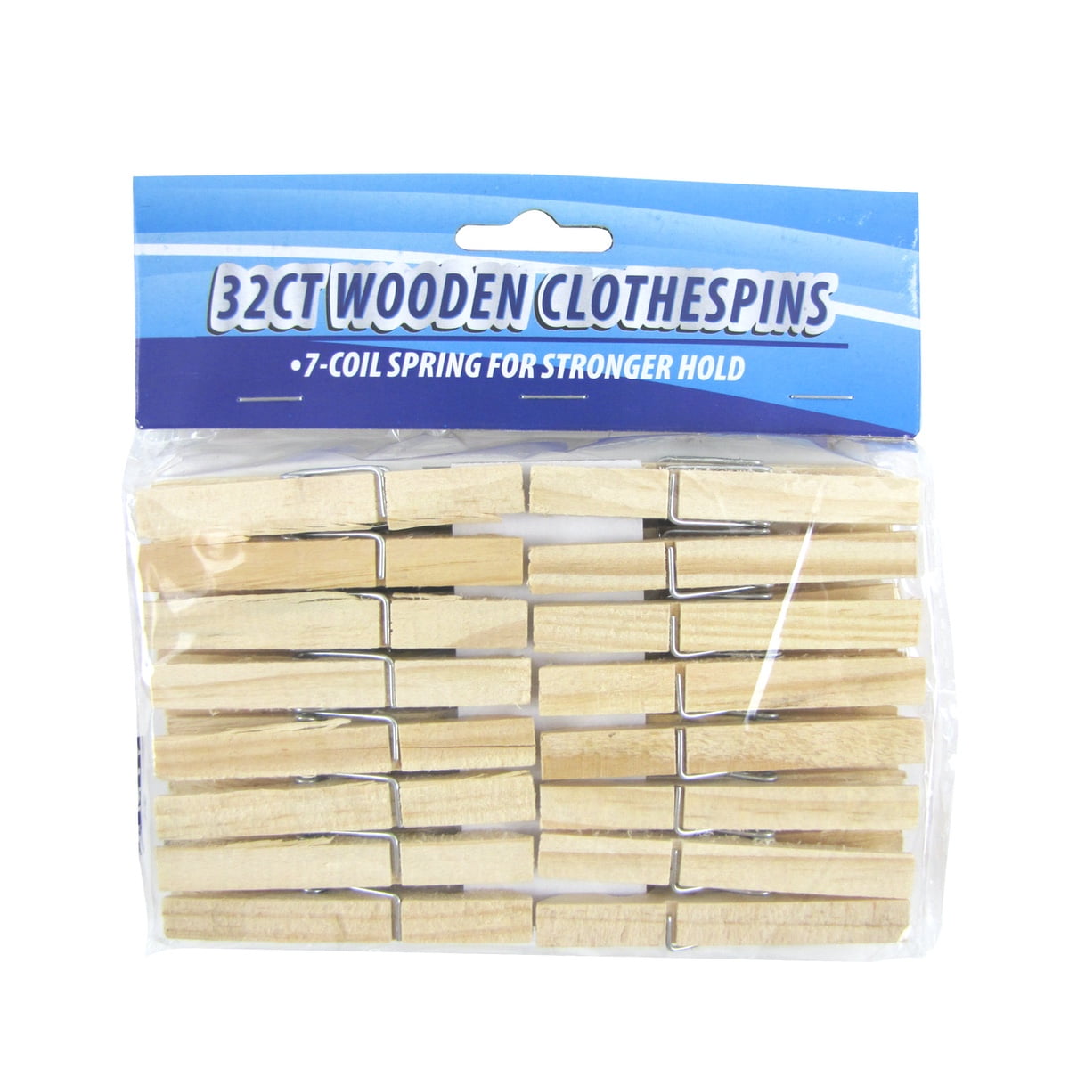 Clothes Pin Natural Wood 7-Coil Spring Weather Heat Resistant