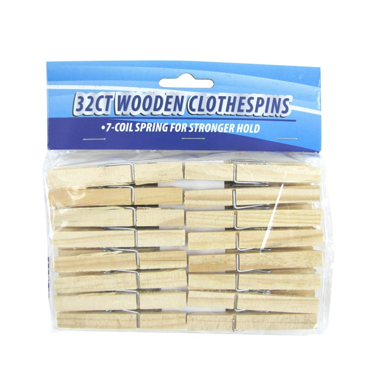 TreasureGurus Wooden Laundry Clothespins, Brown, 32 Count