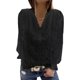 thumbnail image 4 of Mujeres Casual Sólido Escote en V Encaje Ahueca hacia fuera Jersey de manga larga Blusa adelgazante Camiseta Tops Fridja hkj3749, 4 of 6