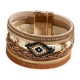 thumbnail image 3 of Pulsera tipo brazalete estilo boho, multicapa, para complementar un vestido occidental o para fiestas. Caqui, 3 of 9