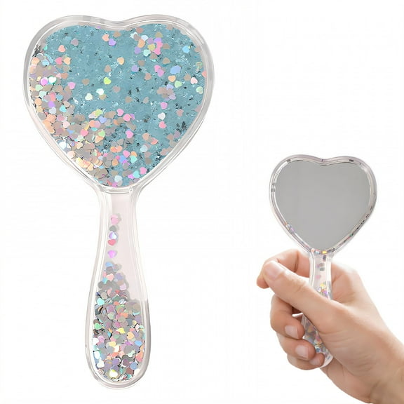 ACDANC Hand Mirrors with Handle,Flat Heart Hand Mirror 6.7"*3.9"*0.8" Hand Held Mirror,Small Mirror