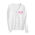 thumbnail image 5 of GUZOM Sweaters Womens White V-Neck Cardigan Soft Acrylic Long Sleeve Loose Fit with Winged Heart Print Plus Size S-XXXL for Spring Fall Layering,Size 2XL, 5 of 5