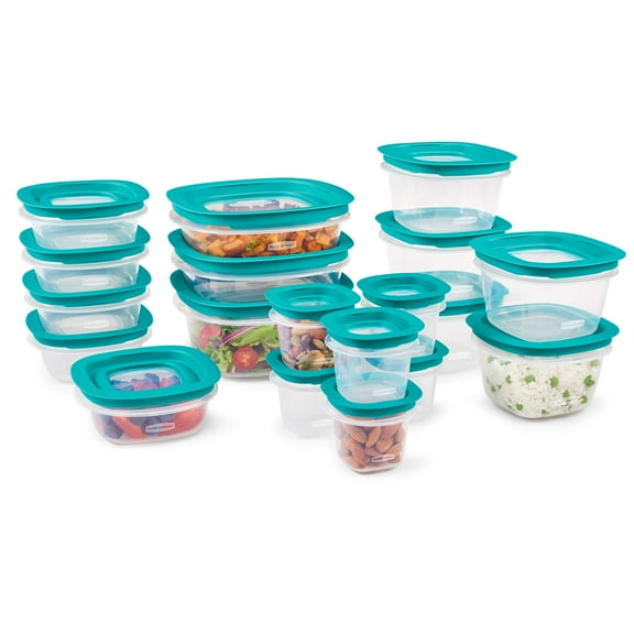 38-Piece Food Storage Containers with Snap Bases for Easy Organization and Lids for Lunch, Meal Prep, and Leftovers, Dishwasher Safe, Clear/Blue