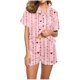 thumbnail image 2 of Conjunto de Verano para las Mujeres Día de San Valentín Amor Impreso Cuello de Manga Corta con Pantalones Cortos, Poliéster Ligero para el Uso Informal, 2 of 9
