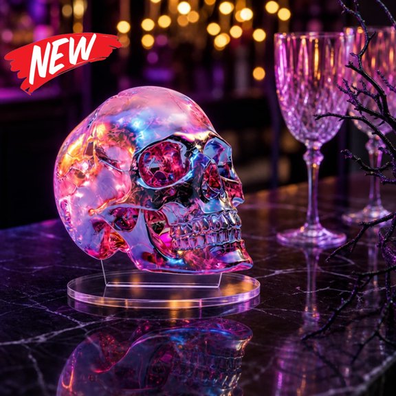 Halloween Decorations Savings, Halloween Skull Figurine Acrylic Tabletop Ornament Cute Spooky Collectible for Indoor Tabletop Display, Skull Skeleton Decor for Home Shelf