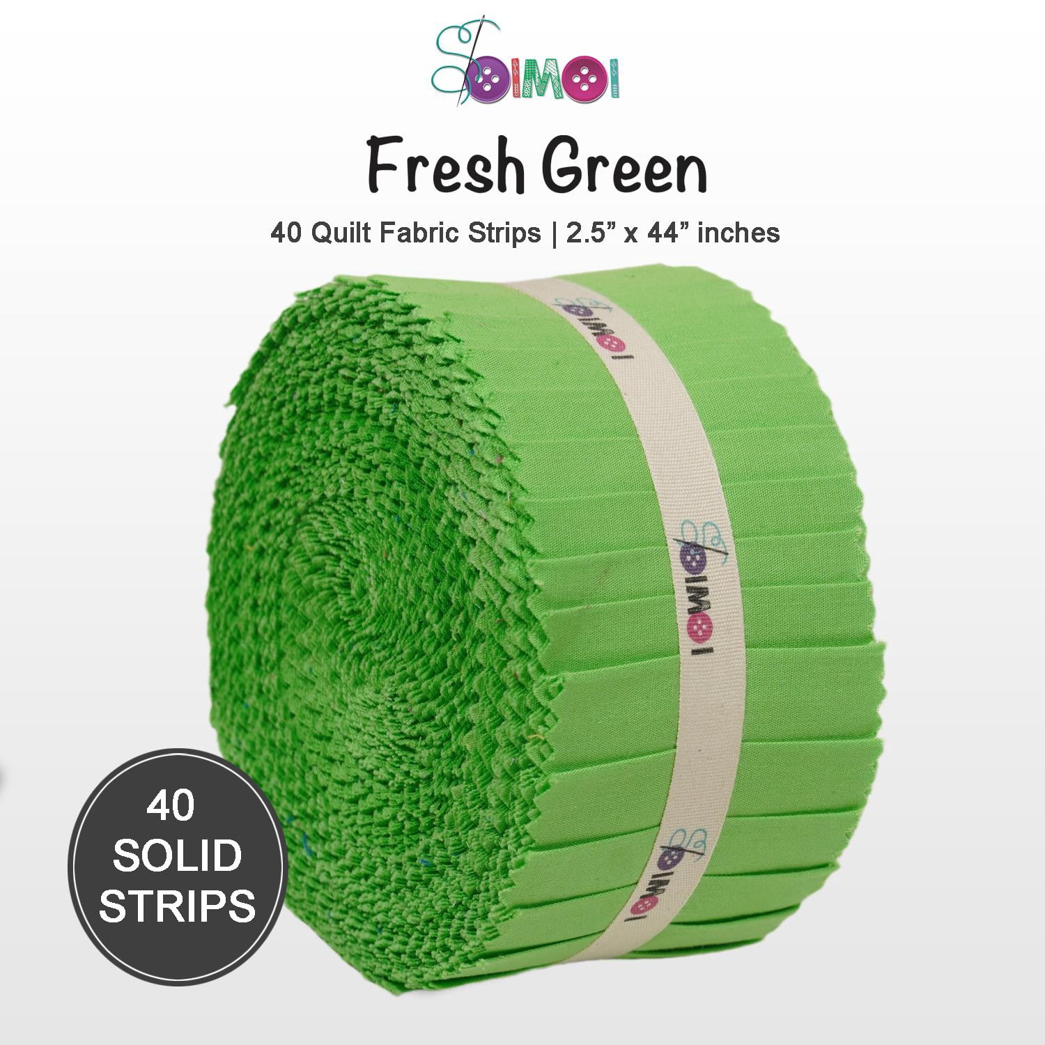 Soimoi Solid Jelly Roll 40 Strip Assorted Bundle, Fabric Strips for Quilting, Crafting and Sewing, 100% Cotton Fabric Jelly Roll Bundle For Scrapbooking, Precut Quilt Project, DIY Crafts- Fresh Green
