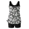 thumbnail image 7 of Women's Two Piece Tankini Swimsuit Floral Printed Beach Bathing Suit Modest Tank Swim Top Boyleg Swimwear (S, Gray #A), 7 of 7