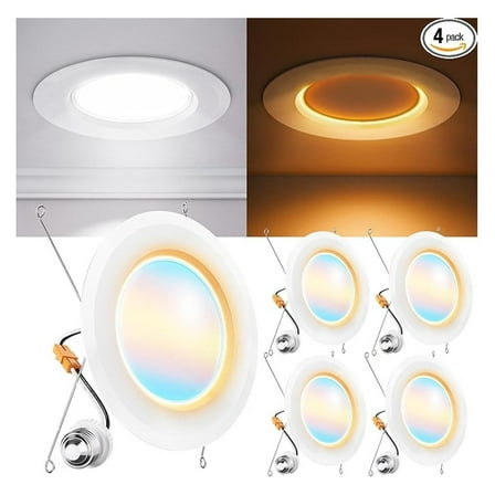 Sunco 6 Inch Recessed Light with Night Light, LED Can Lights Retrofit Lighting, 1000 LM, 12W, Selectable CCT 2700K/3000K/4000K/5000K/6000K, Dimmable, Damp Rated ETL 4 Pack.