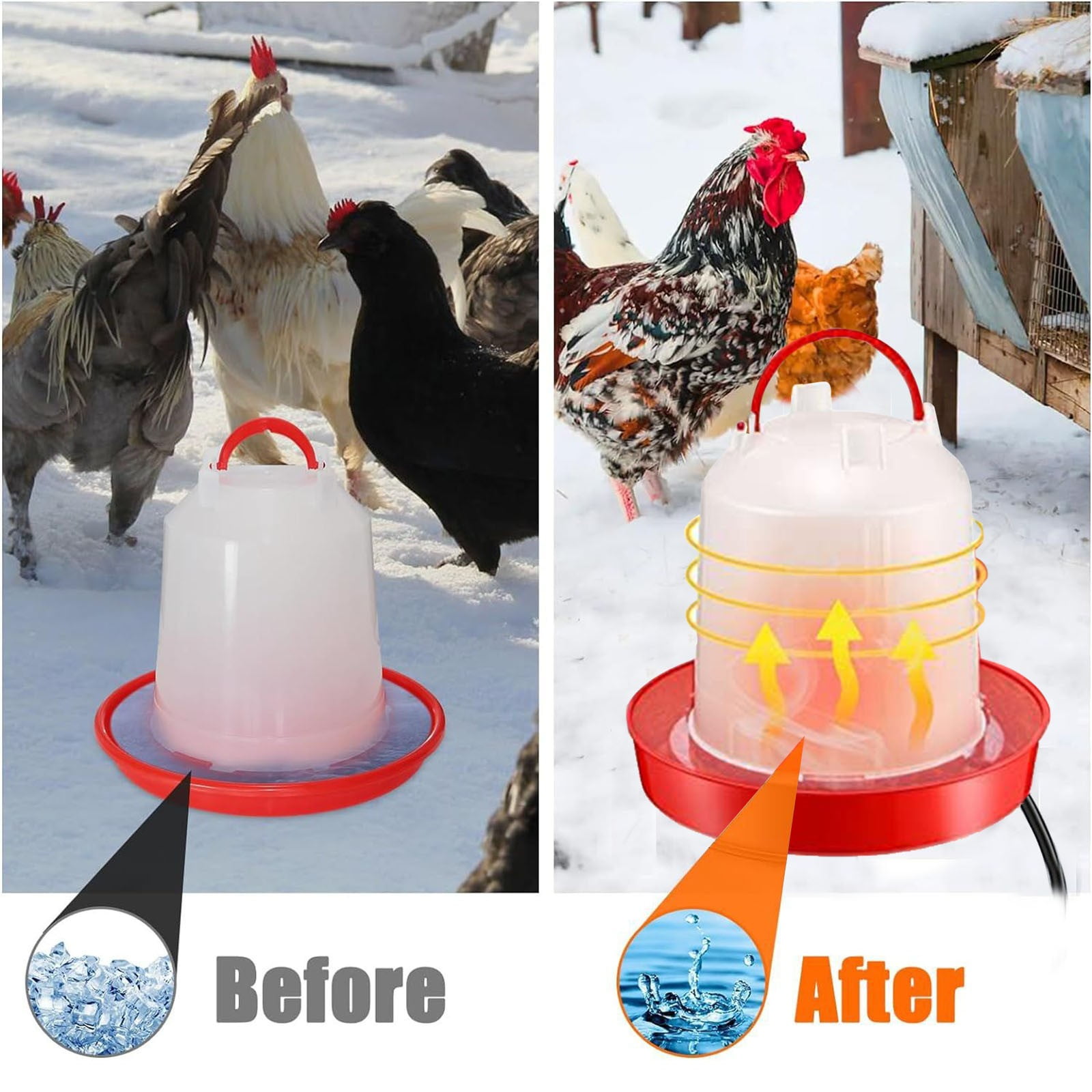 Outdoor Heated Chicken Waterer Poultry Bath Drinking Water Heating Poultry Feeder Heating Hood Machine Hanging Indoor Outside Home Garden Presents For Poultry Lovers