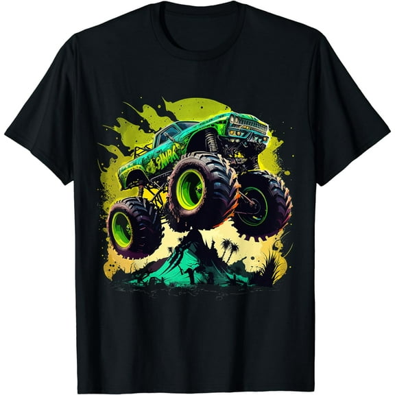 Retro Vintage Monster Truck Retro Sunset Monster Truck Boys T-Shirt