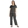 thumbnail image 1 of Inkmeso Womens 2Pcs Solid Nightwear Set Short Sleeves Top & Pajama Sets Soft Cotton Loungewear, 1 of 7