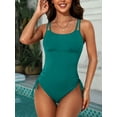 thumbnail image 4 of Womens Tummy Control One Piece Monokini Swimwear Side Tie Bath Suit Sexy Ribbed Swimsuit, 4 of 7