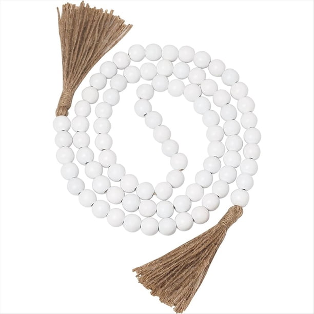 DecoracióN de Guirnalda de Cuentas de Madera de Granja, Cuentas de Madera para DecoracióN del Hogar con Borlas, DecoracióN RúStica para Mesa, Pared, Etc.