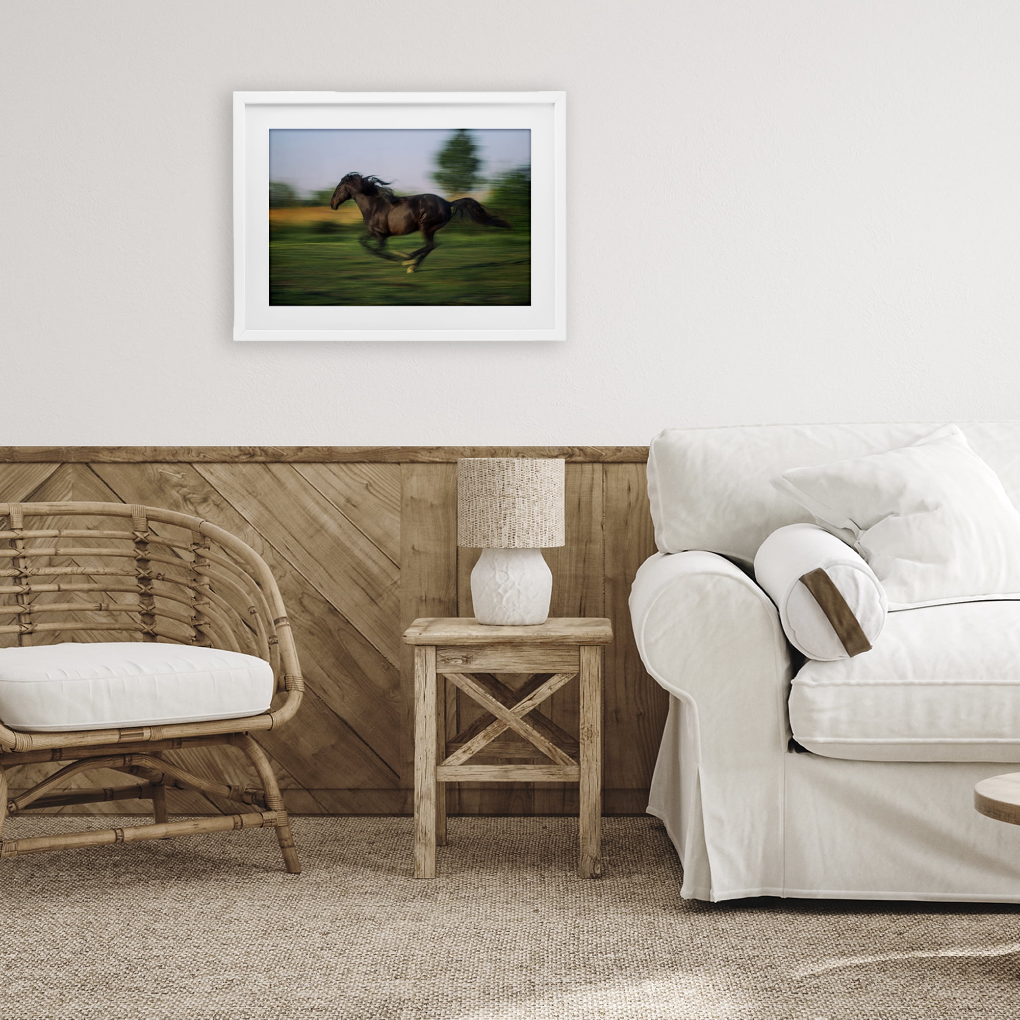 Stupell Industries Dashing Camargue Racehorse White Framed Print Under Glass, design by Scott Stulberg