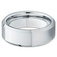 thumbnail image 2 of Tungsten Wedding Band Polish Silver Tungsten Ring Bevel Edge 8mm Gray Ring Pipe Cut Comfort Fit Men Women, 2 of 3