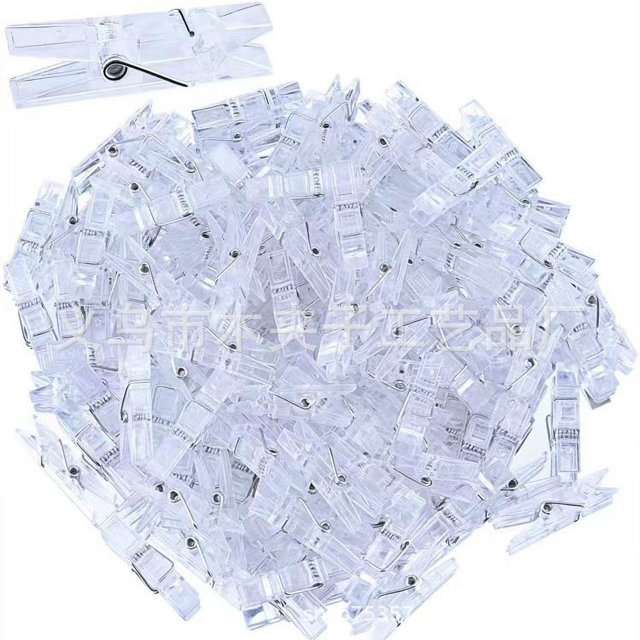 Paquete de 100 pinzas de resorte para colgar, pinzas de ropa transparentes, abrazaderas de plástico transparente, mini pinzas, mini pinzas, pequeñas pinzas de resorte para colgar fotos,