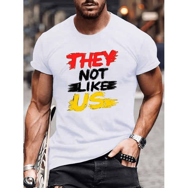 THEY NOT LIKE US. Printed men's multi-functional short-sleeved T-shirt, stylish breathable top