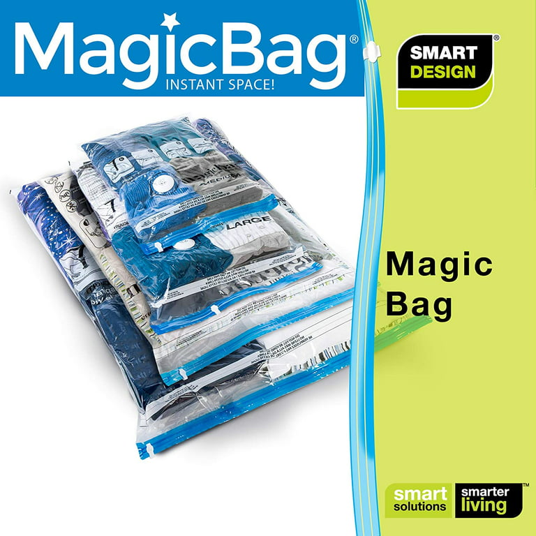 MagicBag 3-Pack Medium Flat Vacuum Compression Bags Instant Space Saver  Storage - Airtight Double Zipper - Clothing, Pillows - Home Organization