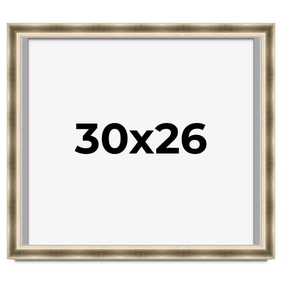 30x26 Shadow Box Frame Silver | 1.75 inches Deep Real Wood Traditional Shadowbox Display Frame | UV