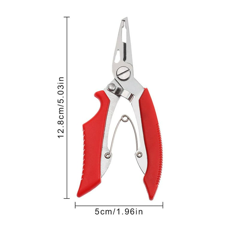 ChengR High Quality Multi-function Outdoor Plastic Handle Fishing Pliers Stainless Steel Scissor Bait Line Cutter Hook Removers Red