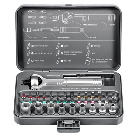 Okymotor 40-Piece Ratcheting Screwdriver and Socket Set