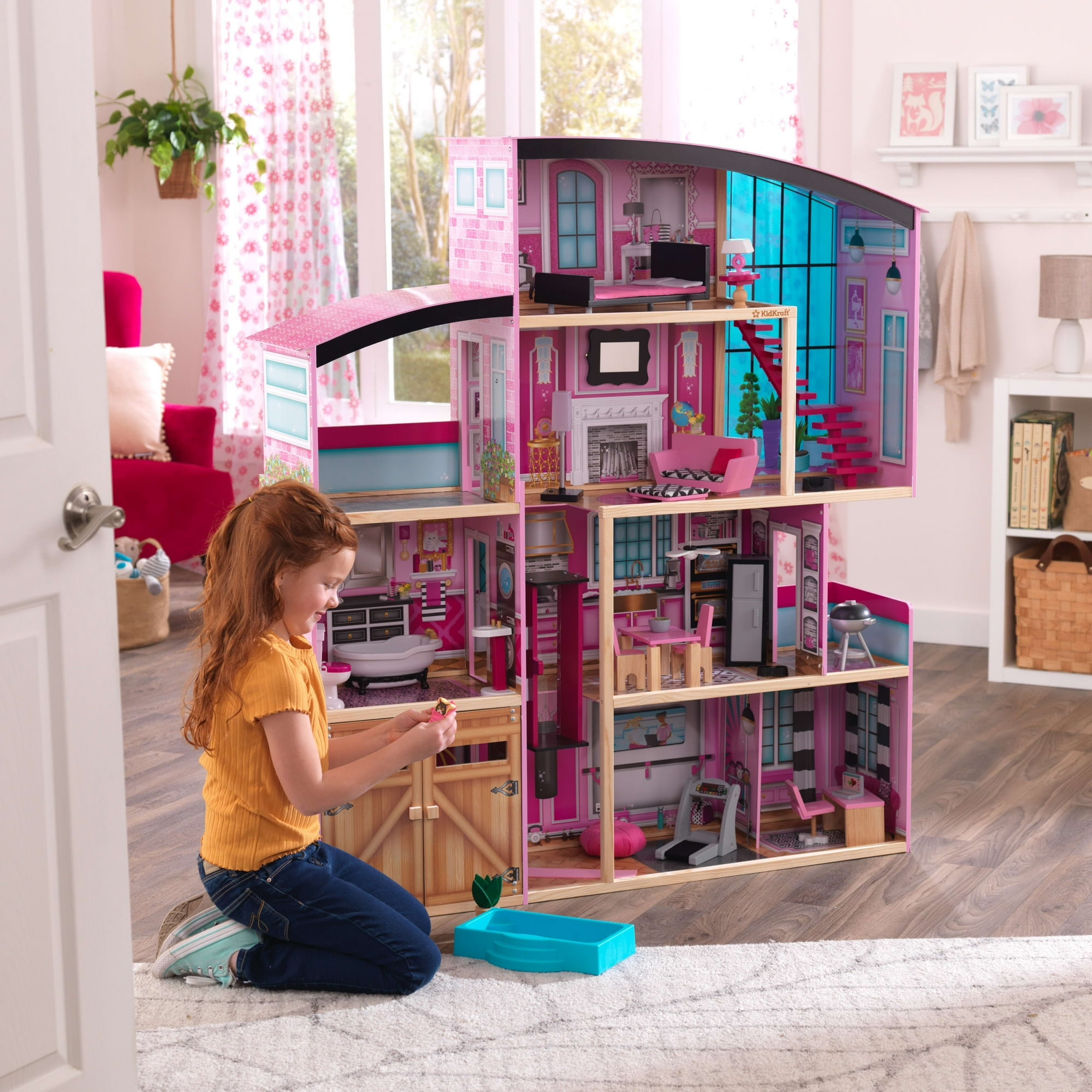 KidKraft Shimmer Mansion Wooden Dollhouse with 30 Accessories, Ages 4 & up