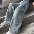 thumbnail image 6 of Glisme Toddler Girls Trousers Solid Color With Pockets Autumn Casual Girls Denim Pants Size 4-5 Years, 6 of 9