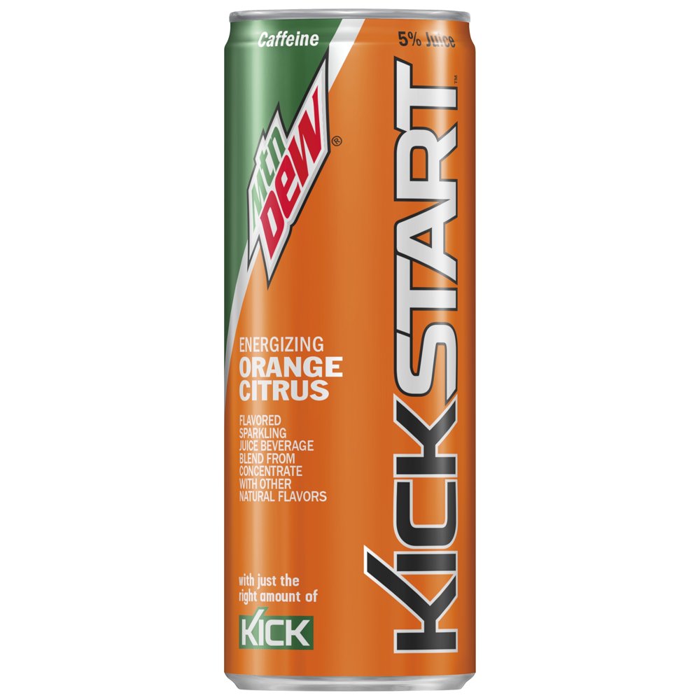 Mtn Dew Kickstart, Orange Citrus, 12oz Sleek Cans (Pack of 18