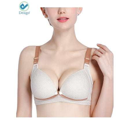 Cotton Nursing Sleep Bra - Deago Women Comfy Cotton Nursing Bra & Maternity Sleep Bra Feeding Bra Non-Wired Front Closure Bralette for Breastfeeding