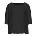 thumbnail image 5 of Diufon Cotton Linen Plus Size Womens Tops Summer Solid Color Tees Round Neck 3/4 Sleeve T-Shirts, 5 of 6