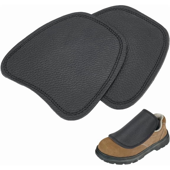 2Pcs Leather Covers Black Lace Covers Cowhide Protection Cover Plate Portable Shoe Cover for Welding Work 5.31x5.24x0.157inches